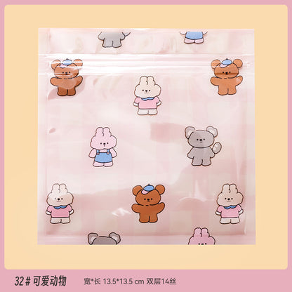Top Seal Zip Lock Bags 13.5cm Pastel Animal Pattern 10pcs 34