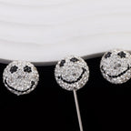 Smiley Face Bubblegum Rhinestone Beads 20mm Polymer Clay Full Rhinestones 6pcs 6