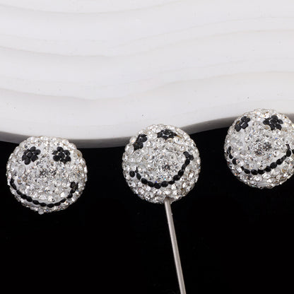 Smiley Face Bubblegum Rhinestone Beads 20mm Polymer Clay Full Rhinestones 6pcs 6
