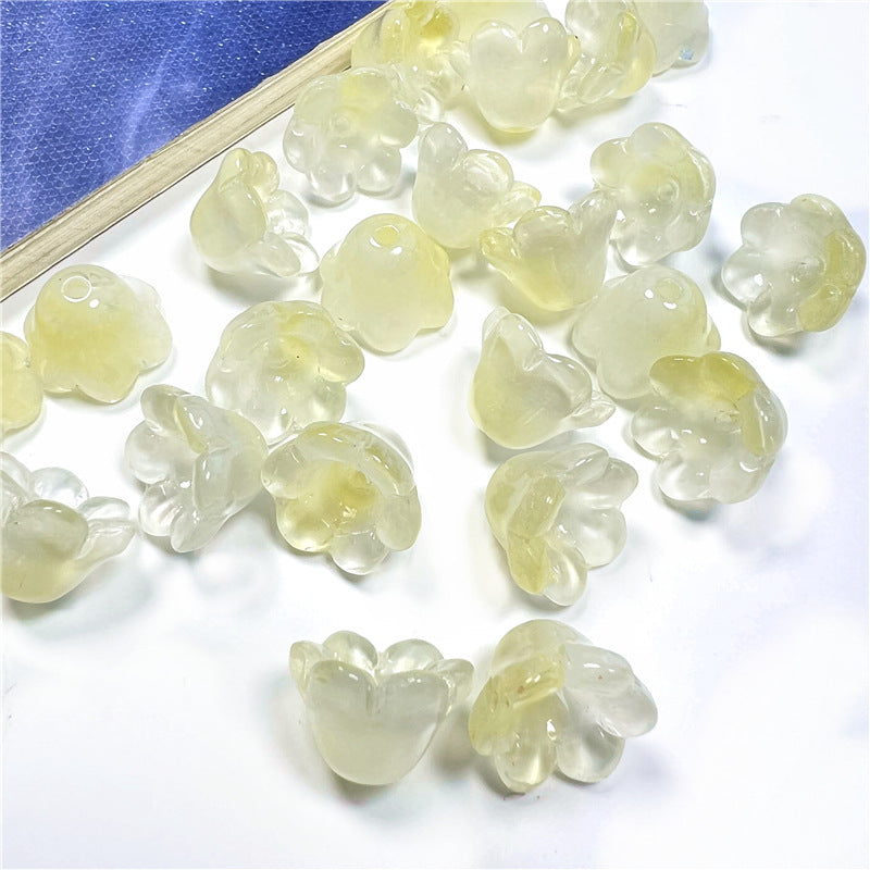 Wind Chime Flower Glass Beads 12mm Transparent Pink 50pcs 13