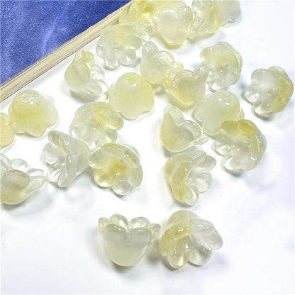 Wind Chime Flower Glass Beads 12mm Transparent Pink 50pcs 13