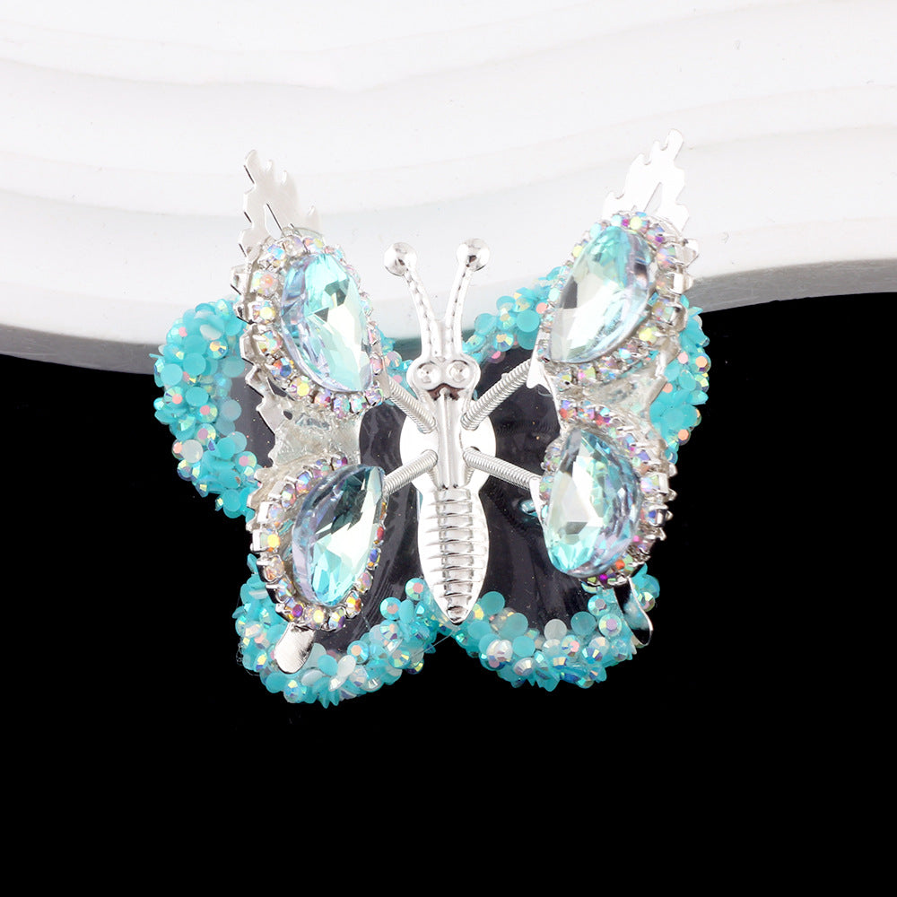 Fancy Butterfly Rhinestone Beads Alloy Spring Action Wings 5pcs 12
