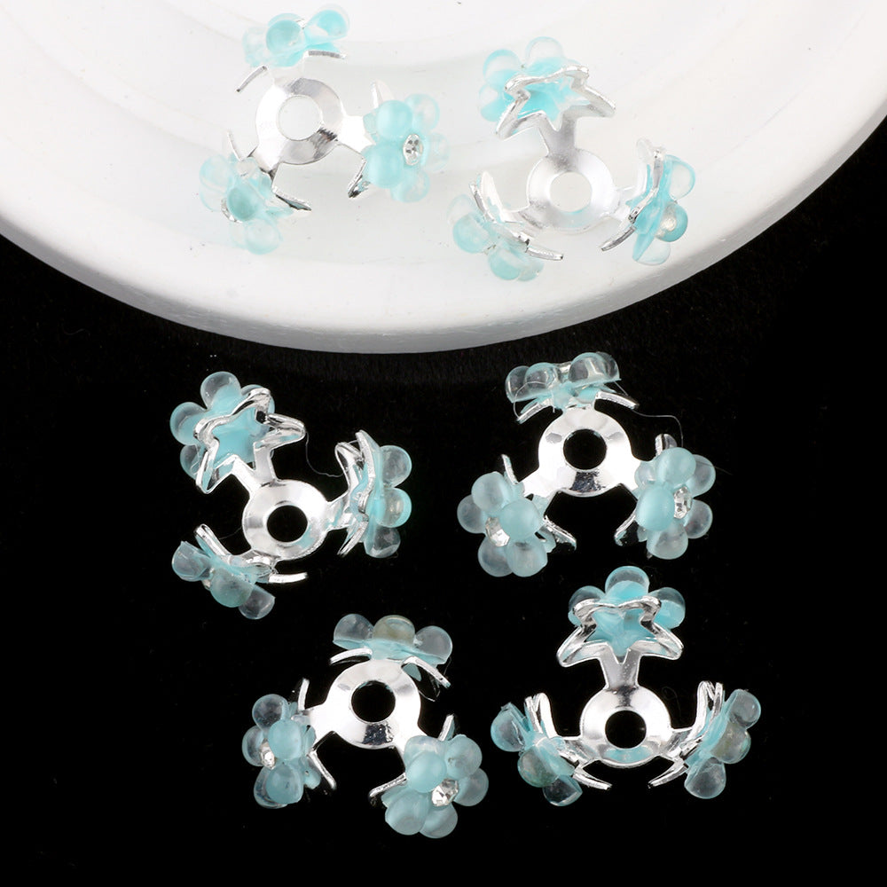 Alloy Flower Bead Caps 25mm Rhinestone Paved 10pcs 4
