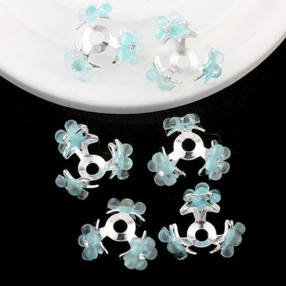 Alloy Flower Bead Caps 25mm Rhinestone Paved 10pcs 4
