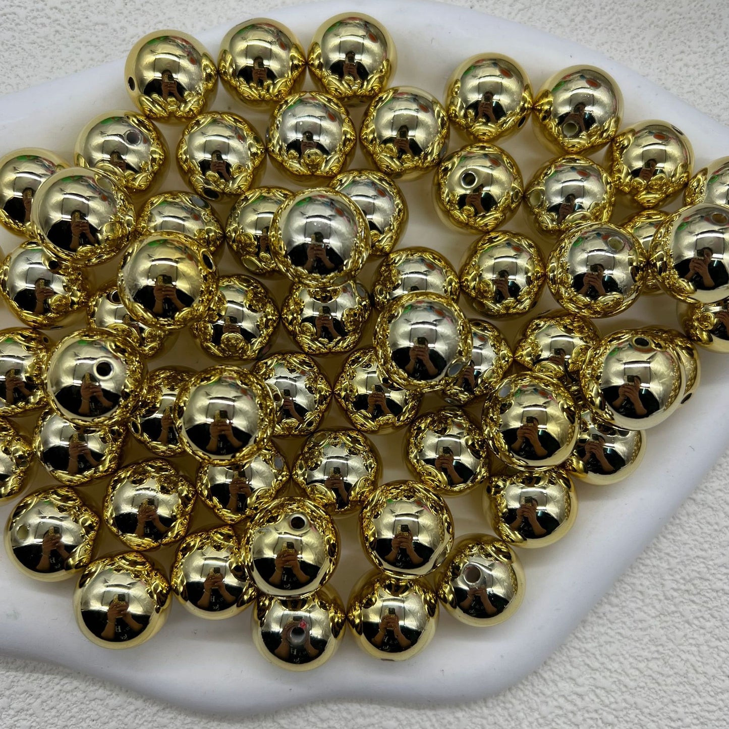 Plated Bubblegum Beads 20mm Metallic Mirror Finish Mixed Colors 20pcs 11