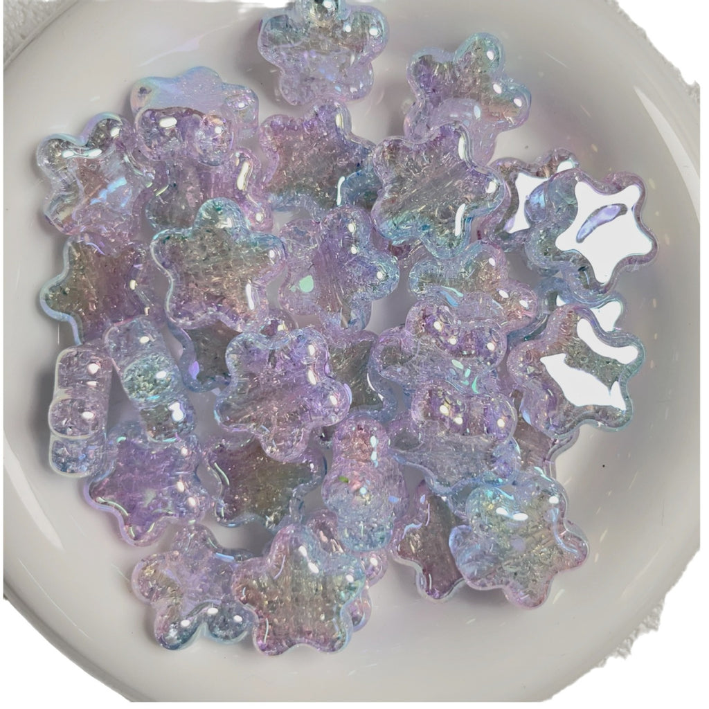 Dual Color Gradient Crackle Rounded Star Acrylic Beads 23mm 10pcs 5
