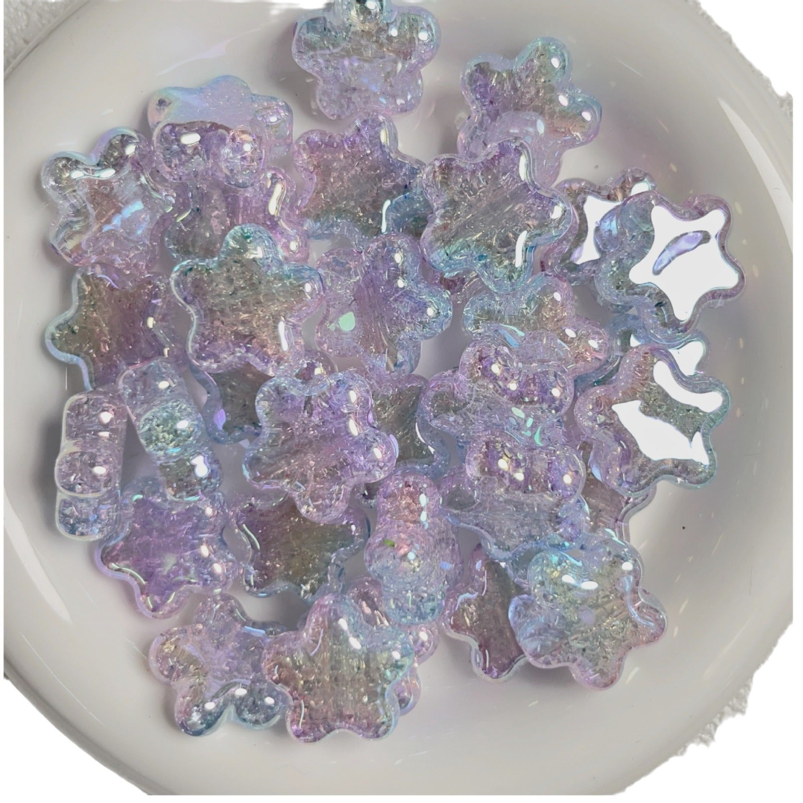 Dual Color Gradient Crackle Rounded Star Acrylic Beads 23mm 10pcs 5