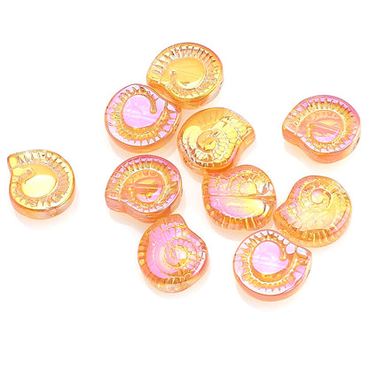 Electroplated Snail Glass Beads 12mm Transparent Iridescent 30pcs 9