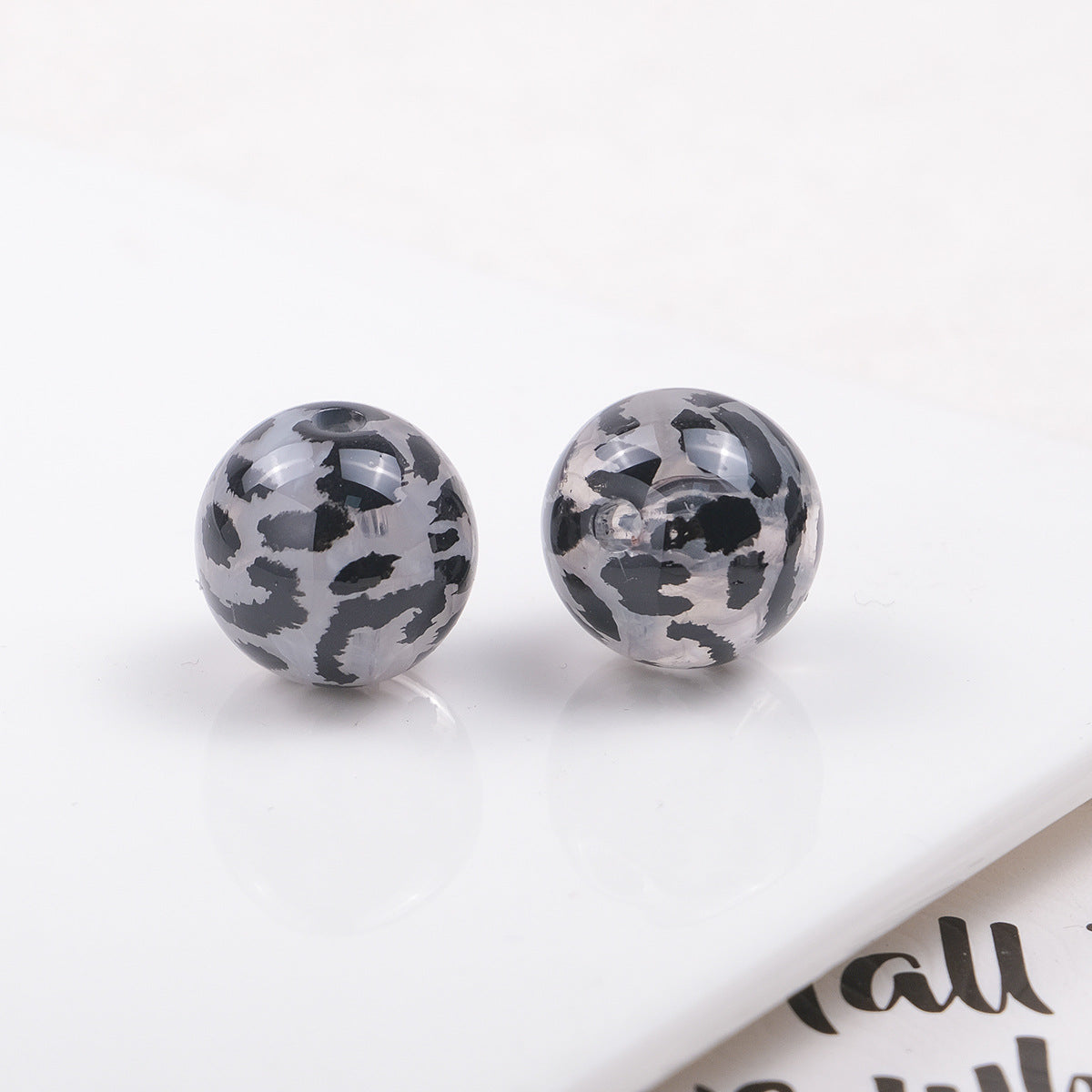 Transparent Leopard Print Acrylic Beads 16mm Colorful Glossy 50pcs 4