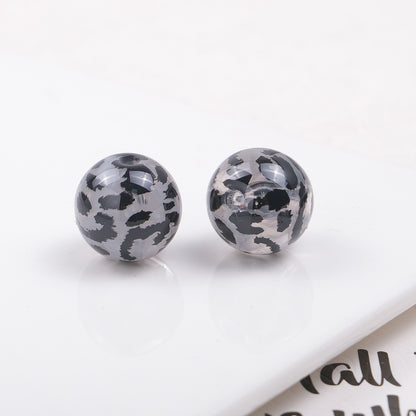 Transparent Leopard Print Acrylic Beads 16mm Colorful Glossy 50pcs 4