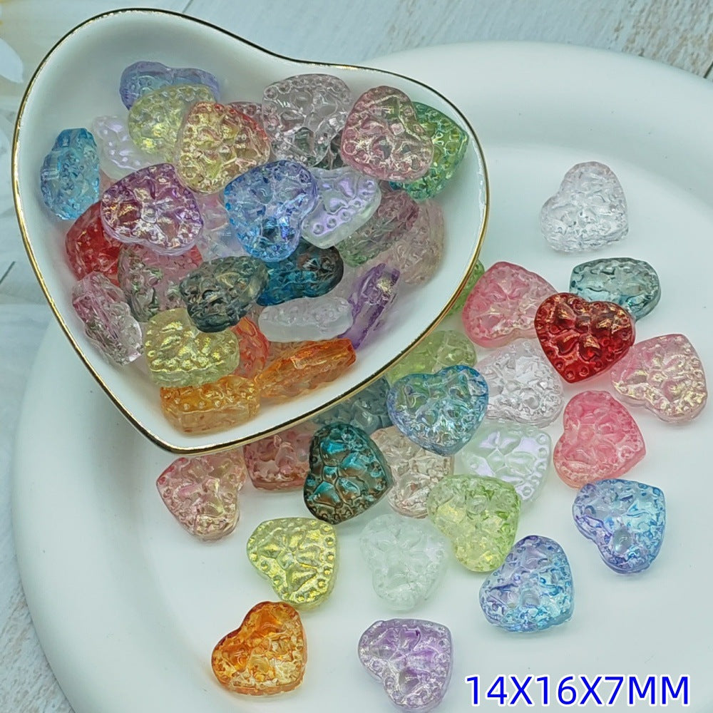 Transparent Bow Pattern Heart Glass Beads 14x16x7mm 25pcs 4