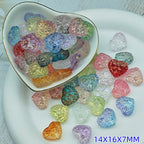 Transparent Bow Pattern Heart Glass Beads 14x16x7mm 25pcs 4