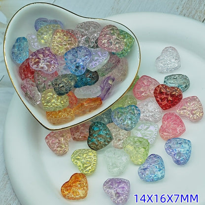 Transparent Bow Pattern Heart Glass Beads 14x16x7mm 25pcs 4
