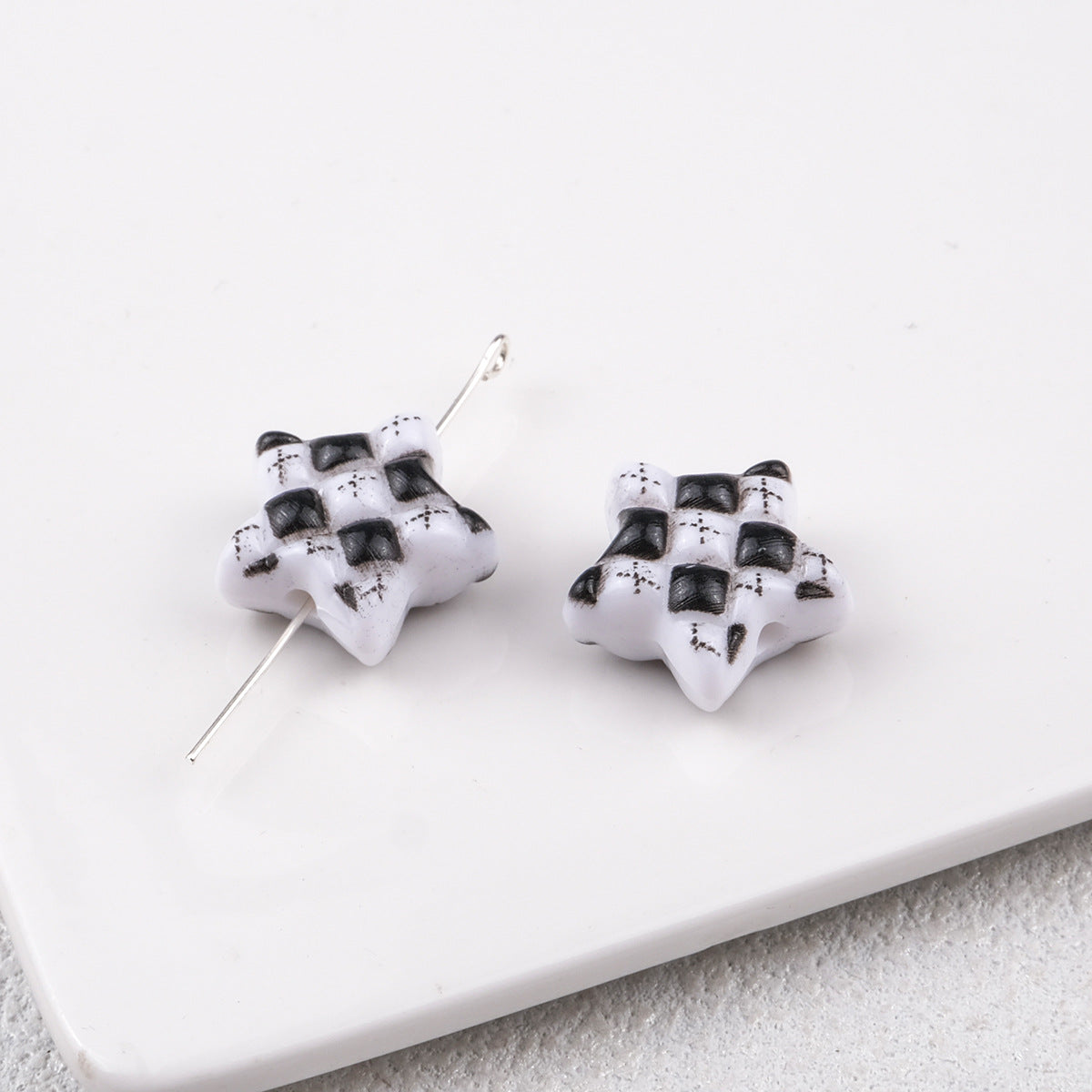 Waffle Pattern Star Acrylic Beads 19mm Colorful Mixed 20pcs 16