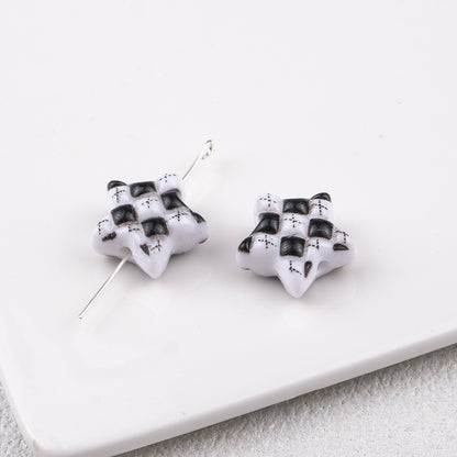 Waffle Pattern Star Acrylic Beads 19mm Colorful Mixed 20pcs 16