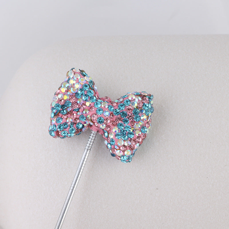Rhinestone Bow Clay Beads 30mm Full Covered 5pcs 15