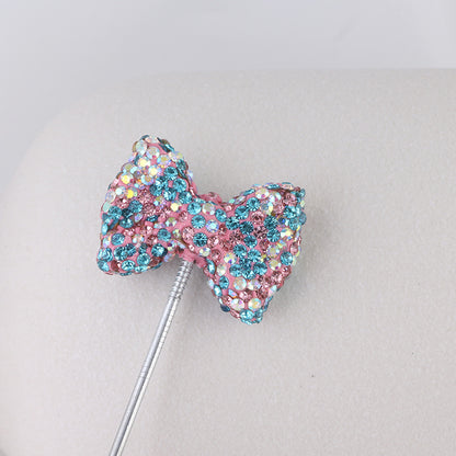 Rhinestone Bow Clay Beads 30mm Full Covered 5pcs 15