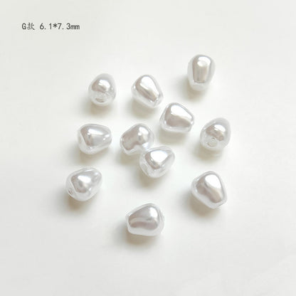 Vintage Shaped Imitation Pearl Acrylic Beads Soft White Luster 10pcs 12
