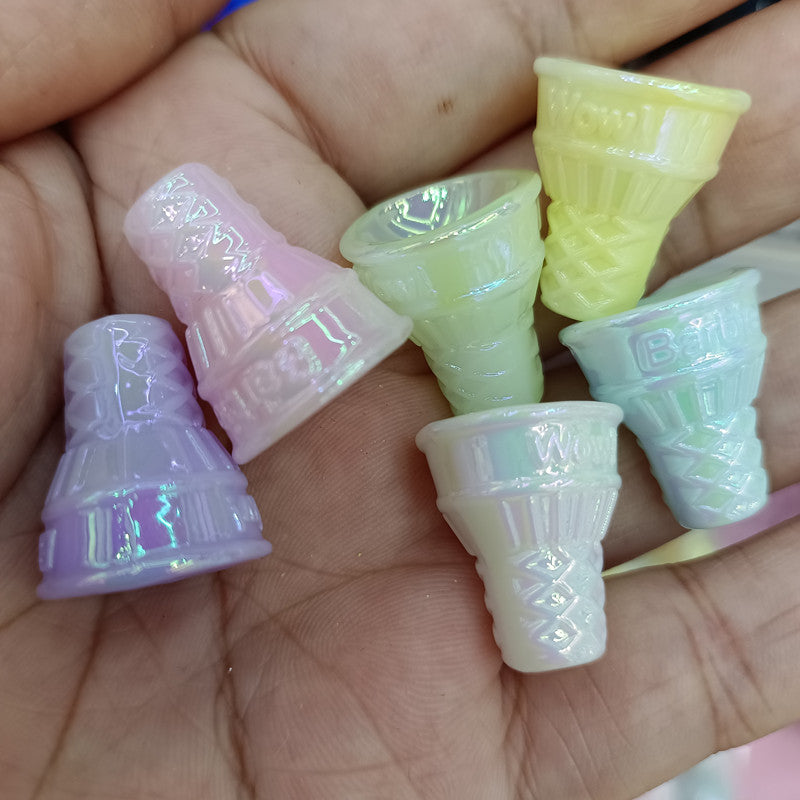 Painted Cone Acrylic Beads 18-20mm Glow In The Dark Pastel 100pcs