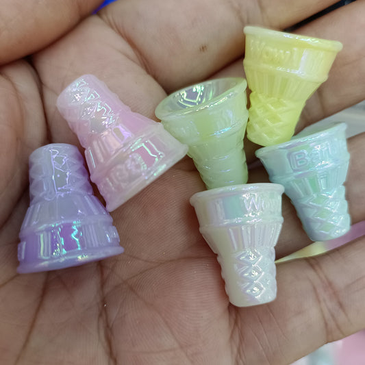 Painted Cone Acrylic Beads 18-20mm Glow In The Dark Pastel 100pcs