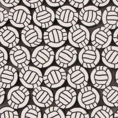 Rugby Clay Beads 10mm Polymer Brown White Laces 50pcs 8