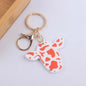 Wooden Cow Head Keychain Cartoon Animal Design Lightweight 12