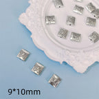 Square Metal Beads 10mm Butterfly Pattern Antique Silver Tone 100pcs 5