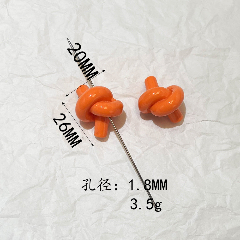 Painted Twist Knot Acrylic Beads 26mm Candy Color Glossy 50pcs 14