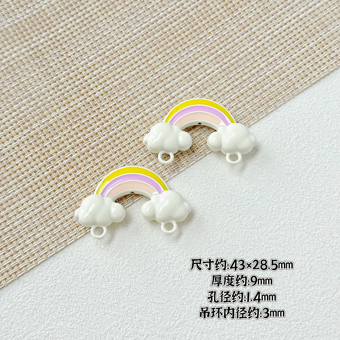 Painted Rainbow and Swing Plate Metal Beads 43mm 28mm Baking Finish 10pcs 4