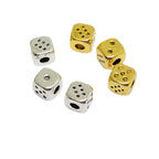 Square Metal Beads 7mm Rounded-angle Dice Gold and Silver Tone 40pcs 4