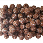 Printed Bubblegum Beads 20mm Rugby Pattern Textured Grip 5pcs 2