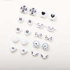 Painted Alloy Metal Beads Black and White Enamel Baking Style 10pcs