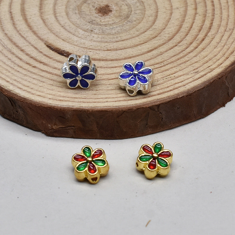 Flower Metal Beads 8mm Cloisonne Enamel Colorful 40pcs 4