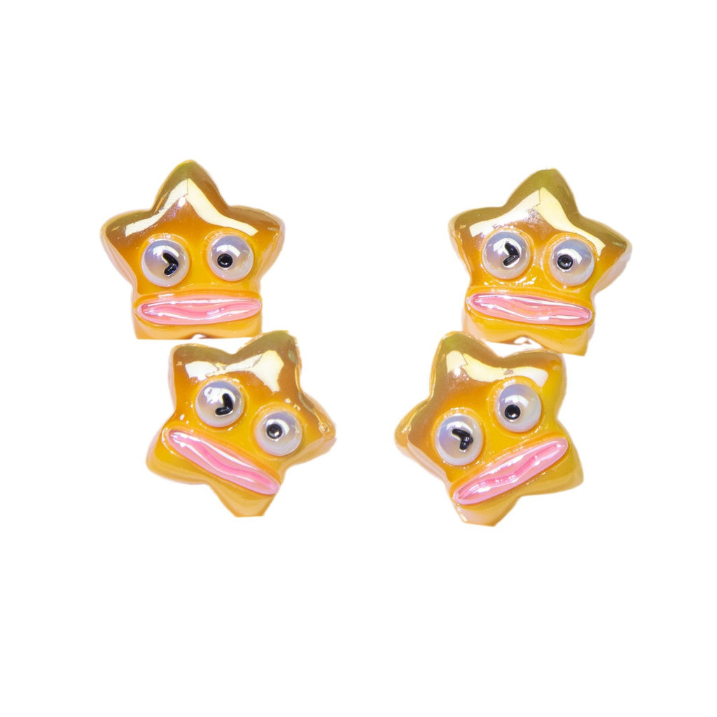 Amber Plating Star Resin Beads 21mm Shiny Googly Eyes 10pcs