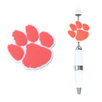 Silicone Focal Beads Clemson Tigers Paw Print Red Outline 20pcs 4