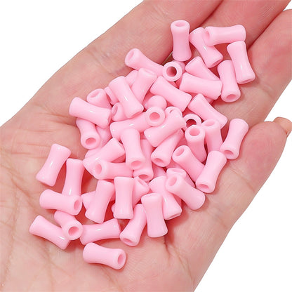 Painted Bamboo Joint Acrylic Beads 5x11mm Glossy Colorful 50pcs 12
