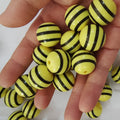 Striped Bubblegum Beads 20mm Chunky Bee Design Yellow Black 10pcs 2