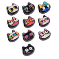 Painted Big Eyed Kitten Acrylic Beads 18mm Colorful Mixed 10pcs 6