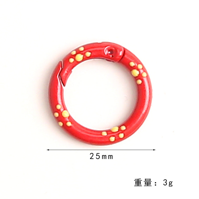 Zinc Alloy Trigger Spring Keyring Painted Kitten Paw 25mm 50pcs 3