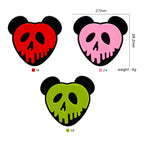 Silicone Focal Beads Poison Apple Skull Faced Hearts Neon 20pcs 2