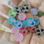 Matte Heart Acrylic Beads 16mm Printed Multicolor 100pcs 3