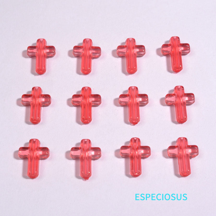 Transparent Cross Acrylic Beads 16mm Colored Glossy 100pcs 8