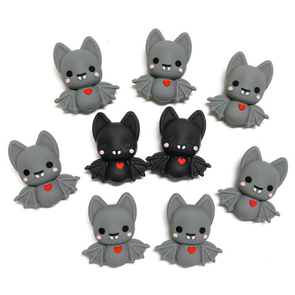 Silicone 3D Focal Beads Bat Rosy Cheeks Red Heart 20pcs 5