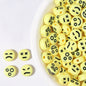 Cartoon Emoticon Flat Round Acrylic Beads 7x3.5mm Colorful 100pcs 6
