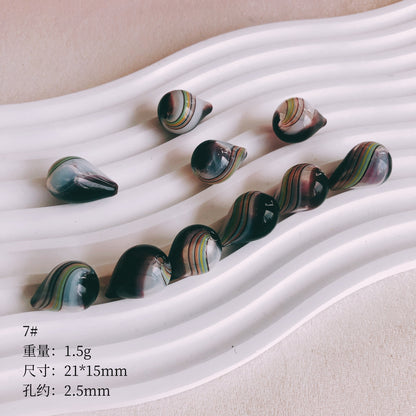 Vintage Spiral Pattern Teardrop Blown Glass Beads 19-25mm 3pcs 12