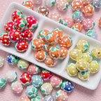 Plating Hand Painted Strawberry Acrylic Beads 17mm Colorful 5pcs