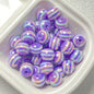 UV Plating Striped Resin Beads 11mm Glossy Round 20pcs 11