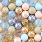Bubblegum Beads 20mm Pastel Pink Blue Champagne Mix Chunky 50pcs 2