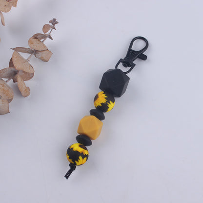 Leopard Silicone Beaded Keychain Colorful Animal Print Charm 12