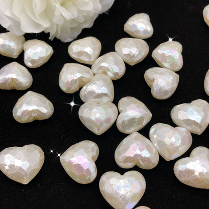 Pearl Faceted Heart Acrylic Beads 19mm Iridescent Plating 20pcs 4